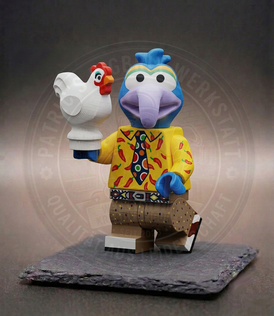 Gonzo Muppet Show BigBrix Figur Klemmbaustein mit Huhn